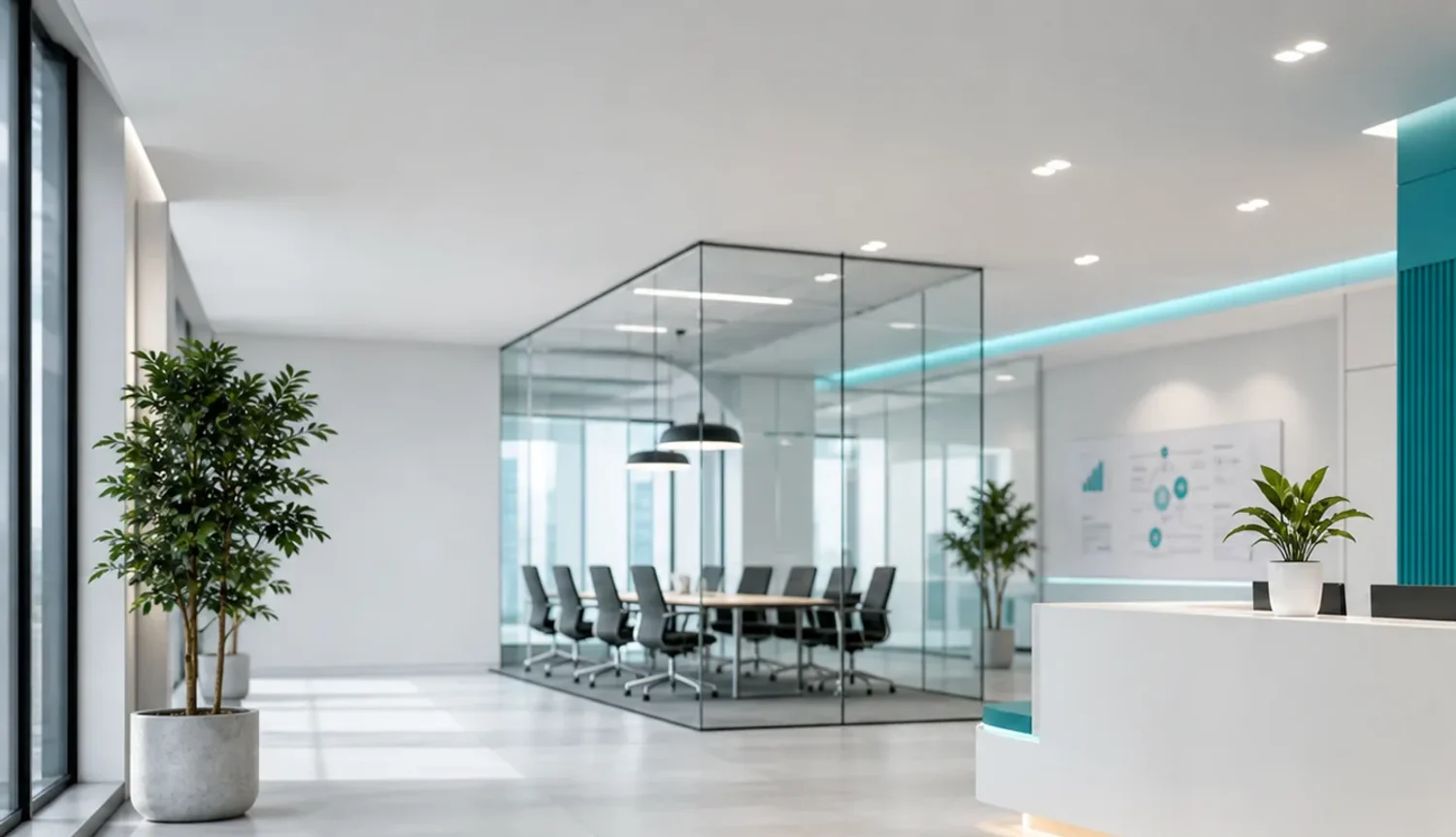 Sala corporativa representativa de direccion institucional